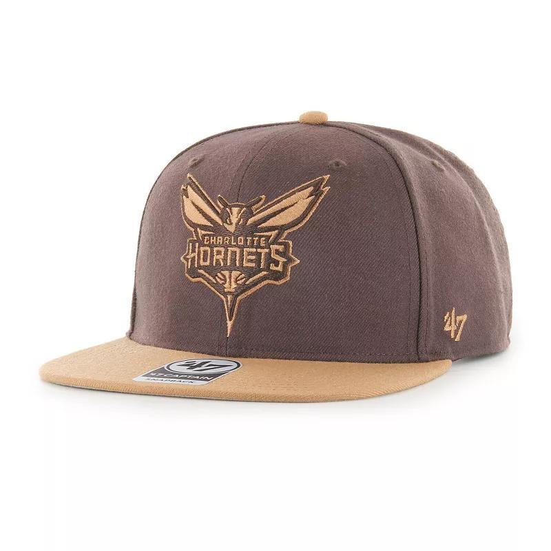 Mens 47 Brown Charlotte Hornets No Shot Two-Tone Captain Snapback Hat Product Image