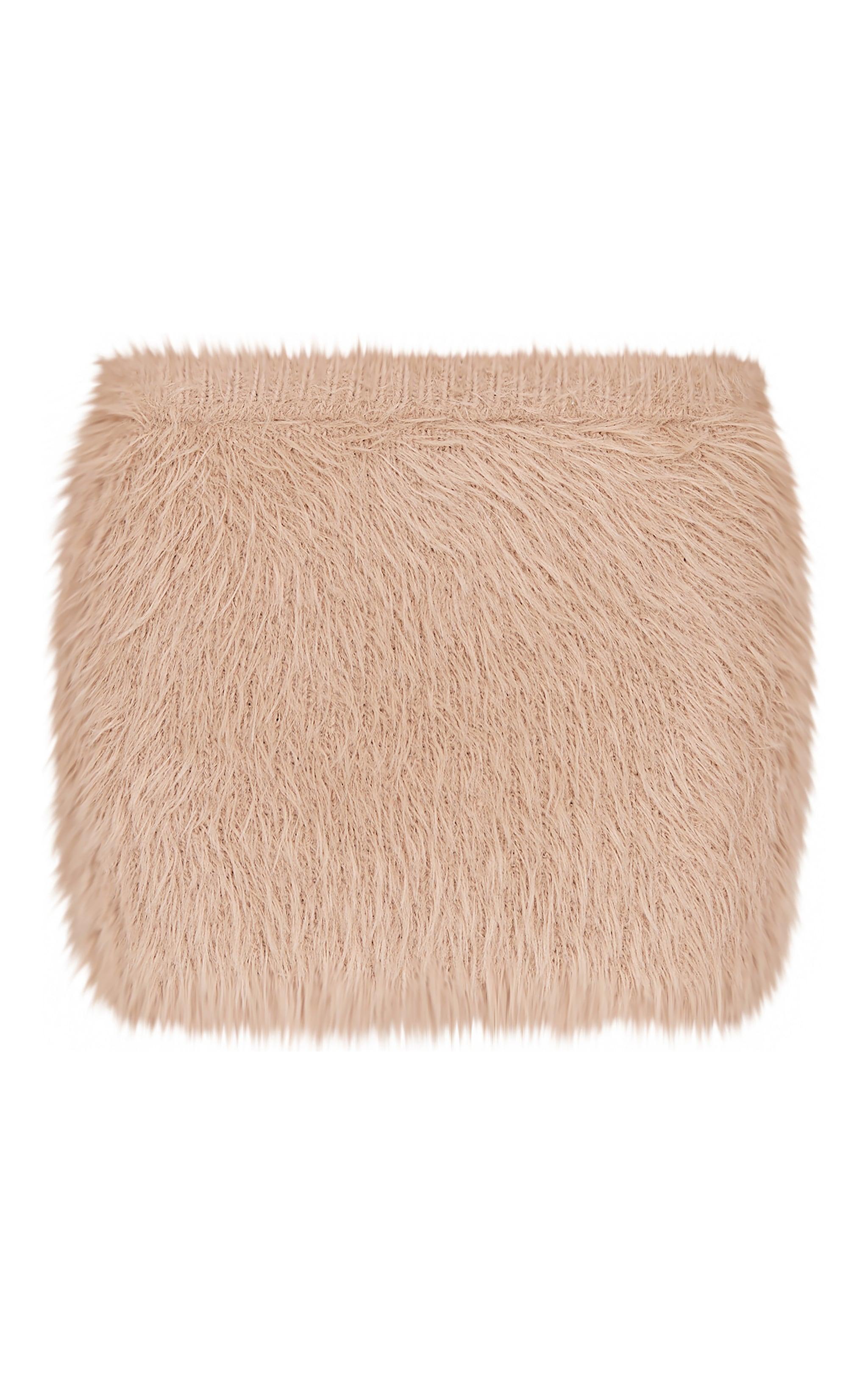 Mocha Fluffy Knit Micro Mini Skirt Product Image