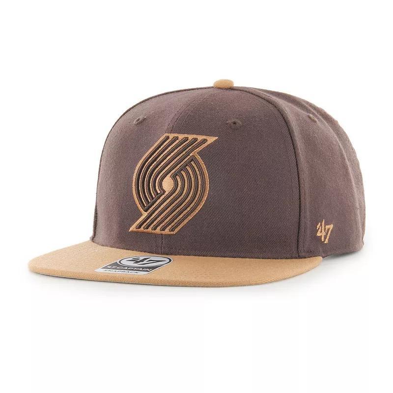 Mens 47 Brand Brown Portland Trail Blazers No Shot Two-Tone Captain Snapback Hat Product Image