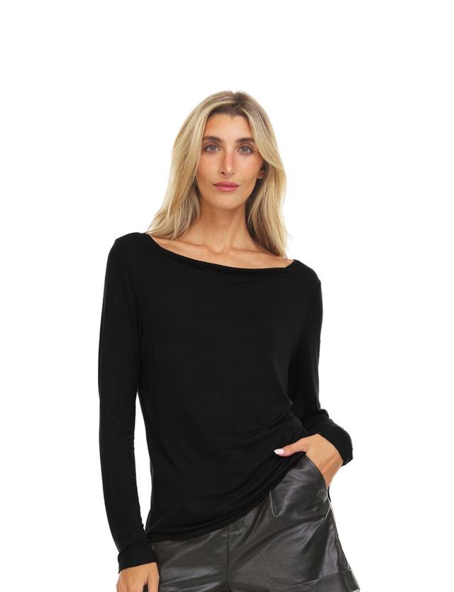 Long Sleeve Top With Ballet Neckline Product Image