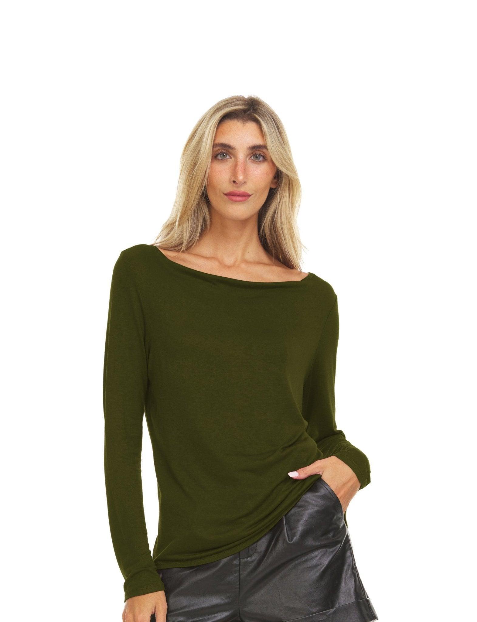 Long Sleeve Top With Ballet Neckline Product Image