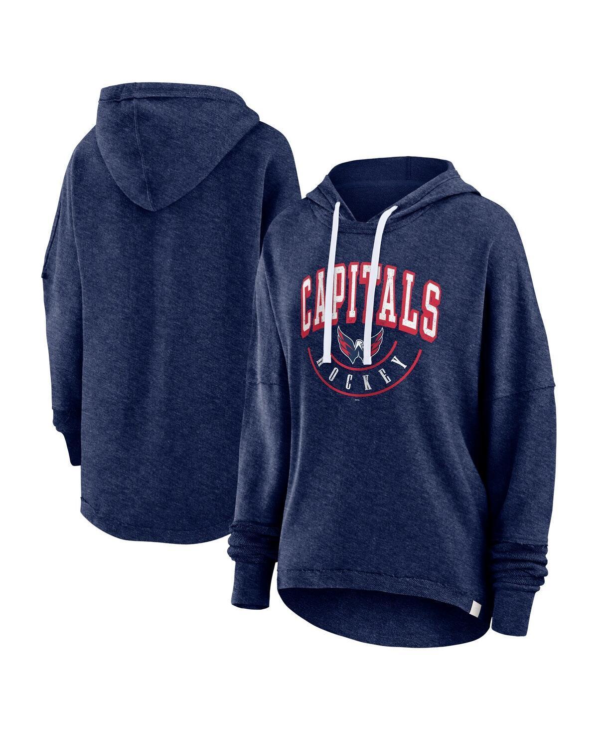 Womens Fanatics Heather Navy Distressed Washington Capitals Lux Lounge Helmet Arch Pullover Hoodie Product Image