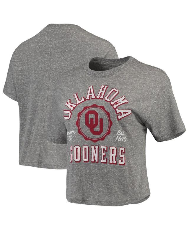 Womens Pressbox Gray Oklahoma Sooners Bishop Tri-Blend Knobi Crop T-shirt Product Image