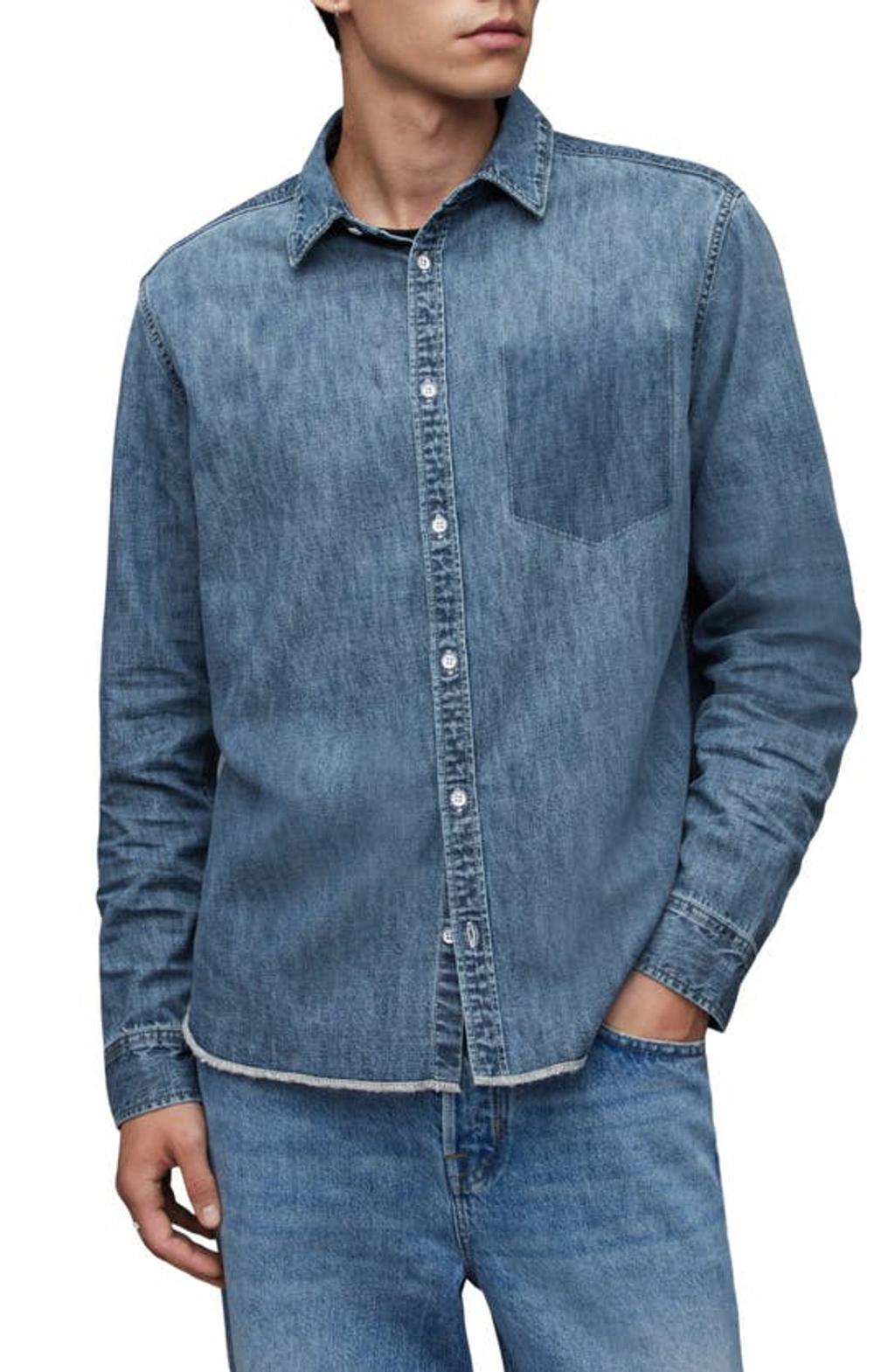 Solar Washed Denim Shirt In Washed Indigo Product Image