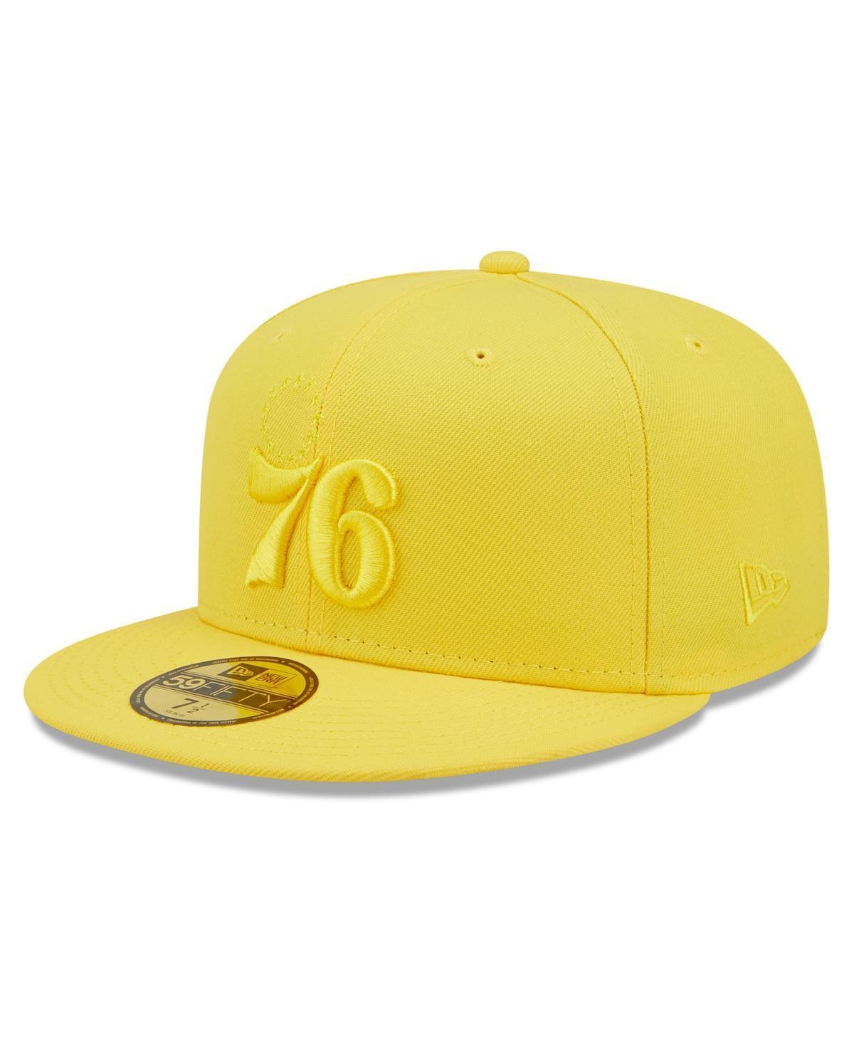 Mens New Era Yellow Philadelphia 76ers Color Pack 59FIFTY Fitted Hat Product Image