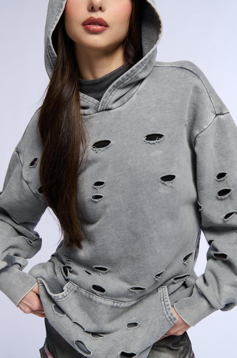 HOLY MOLY DISTRESSED SWEATSHIRT DRESS Product Image