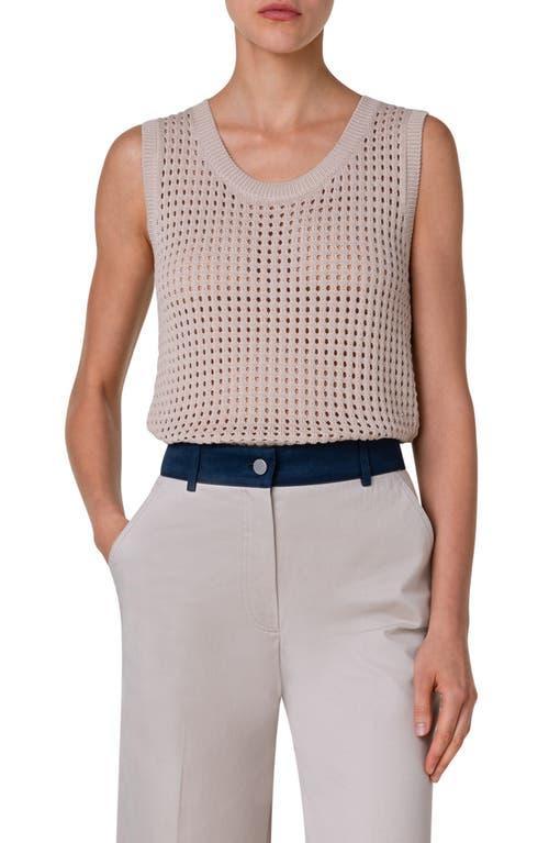 Akris punto Cotton Open Stitch Sweater Tank Product Image