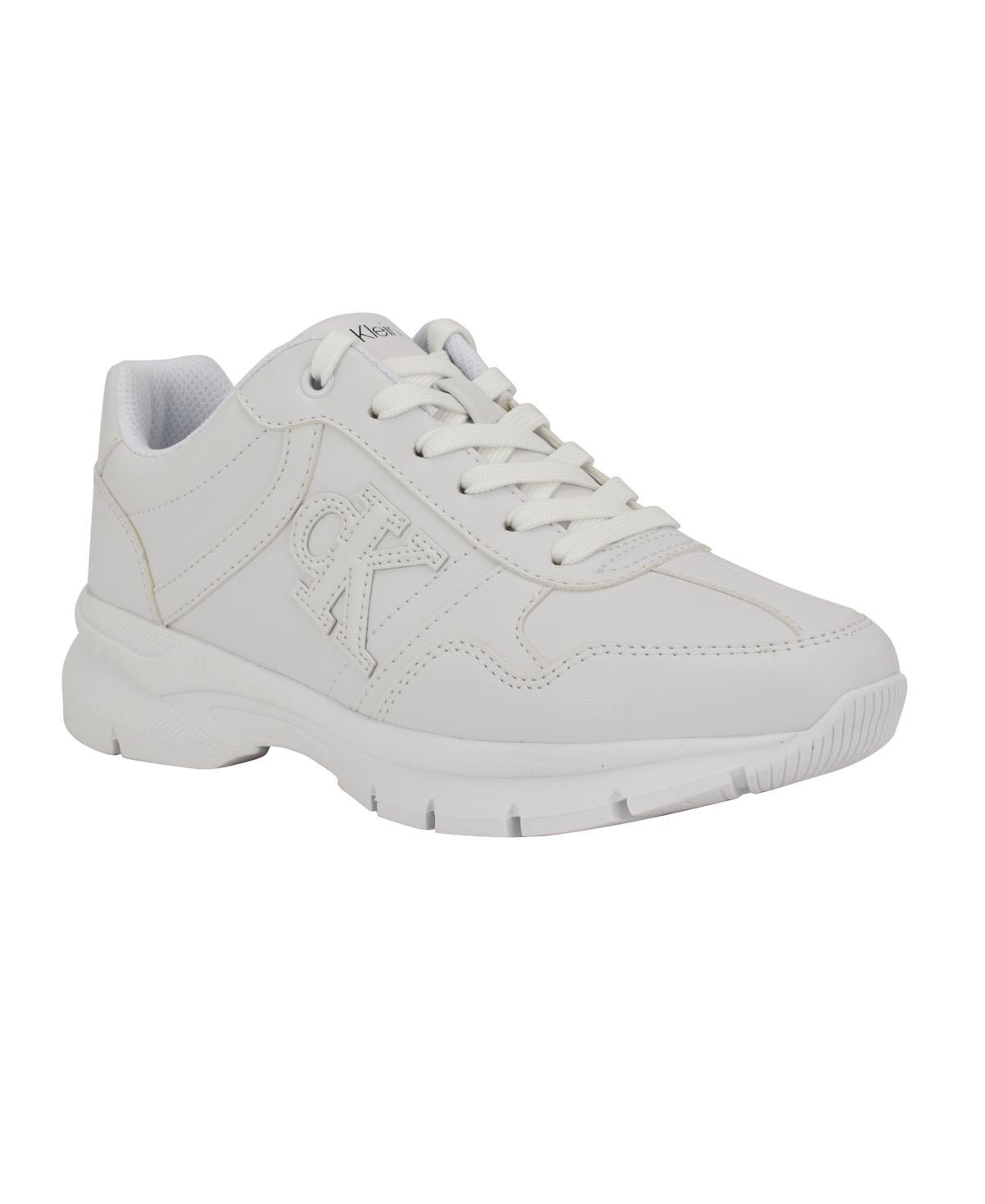 Calvin Klein Womens Caius Round Toe Lace-Up Casual Sneakers - White Product Image