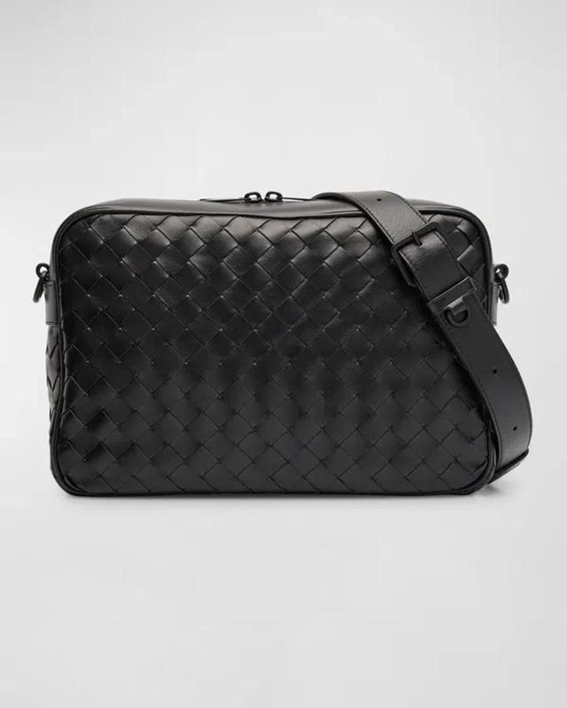 BOTTEGA VENETA Men's Intrecciato Medium Crossbody Bag In Nero/moro Product Image