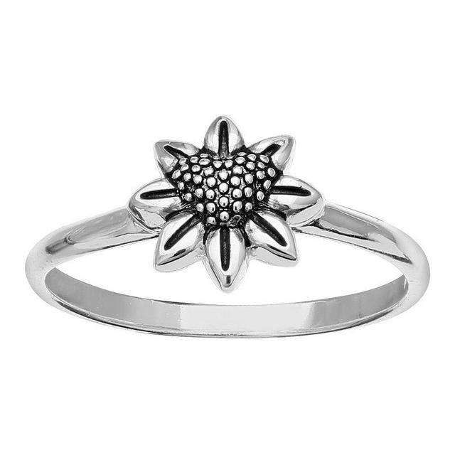 PRIMROSE Sterling Silver Flower Beaded Heart Band Ring, Womens Product Image