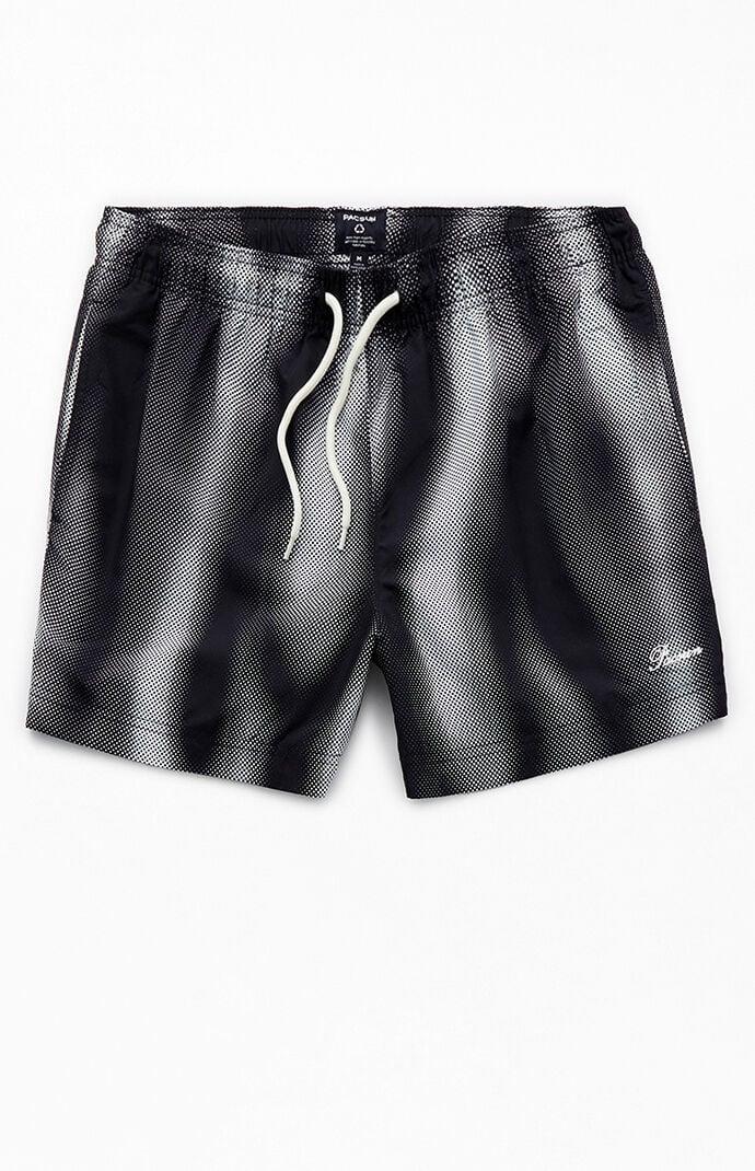 Men's Halftone 4.5" Swim Trunks in Black/White - Product Image