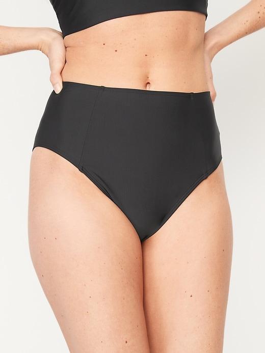 High-Waisted French-Cut Bikini Swim Bottoms Product Image