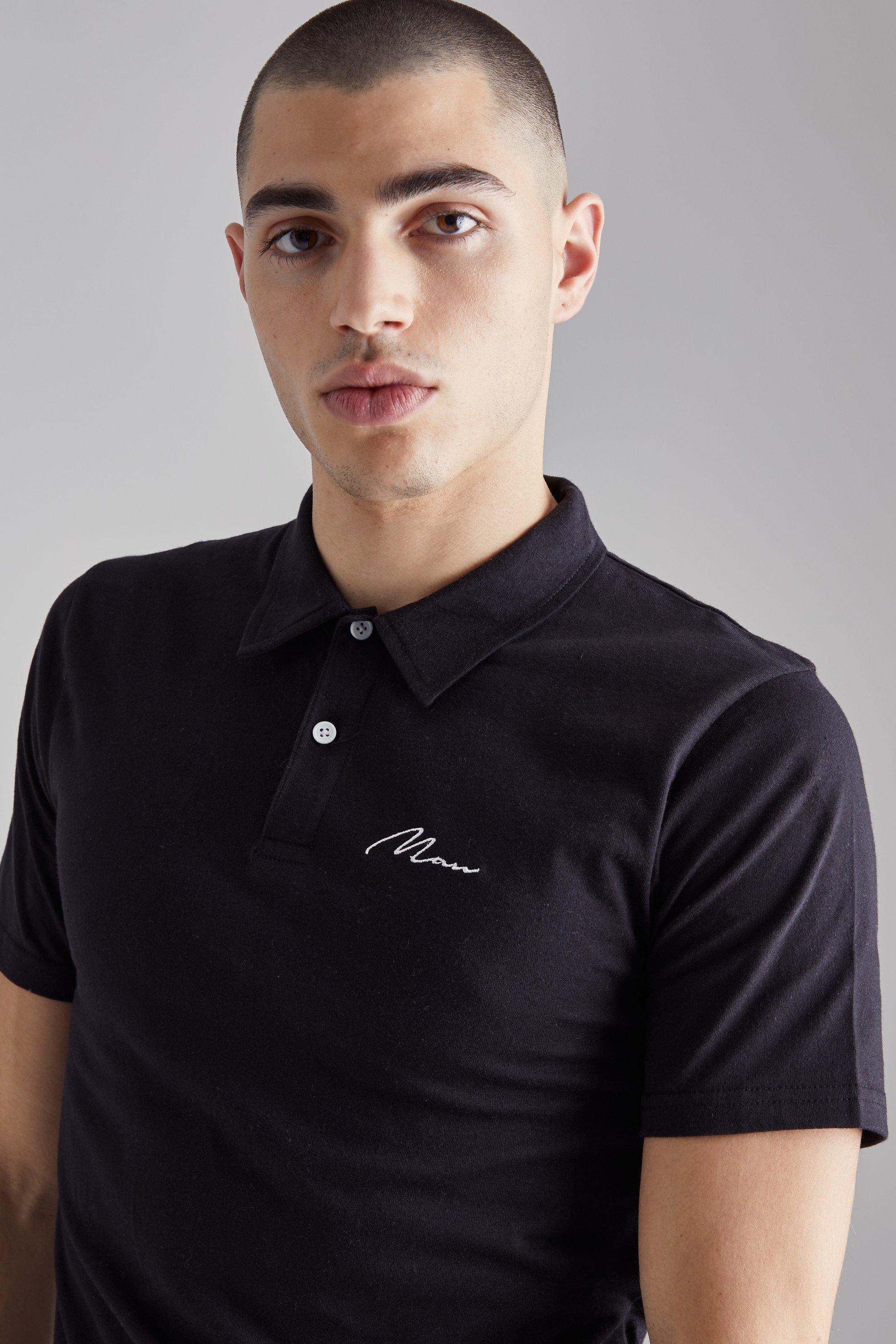 Slim Man Embroidered Polo | boohooMAN USA Product Image