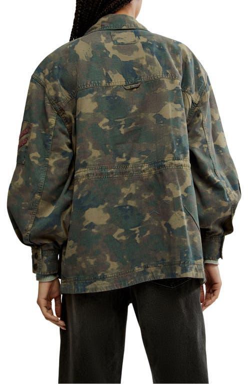 FREE PEOPLE Arya Camo Cotton Twill Utility Jacket In Dusty Olive Combo Product Image