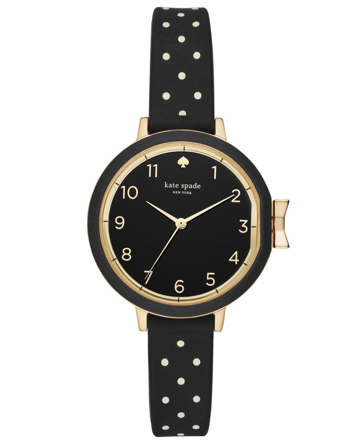 kate spade new york Womens Park Row Black & Ivory Striped Silicone Strap Watch 34mm KSW1313 - Black Product Image