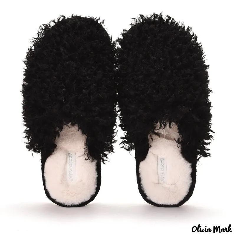 Olivia Mark – New cotton slippers winter cute candy plush slippers home casual warm plush slippers female Product Image