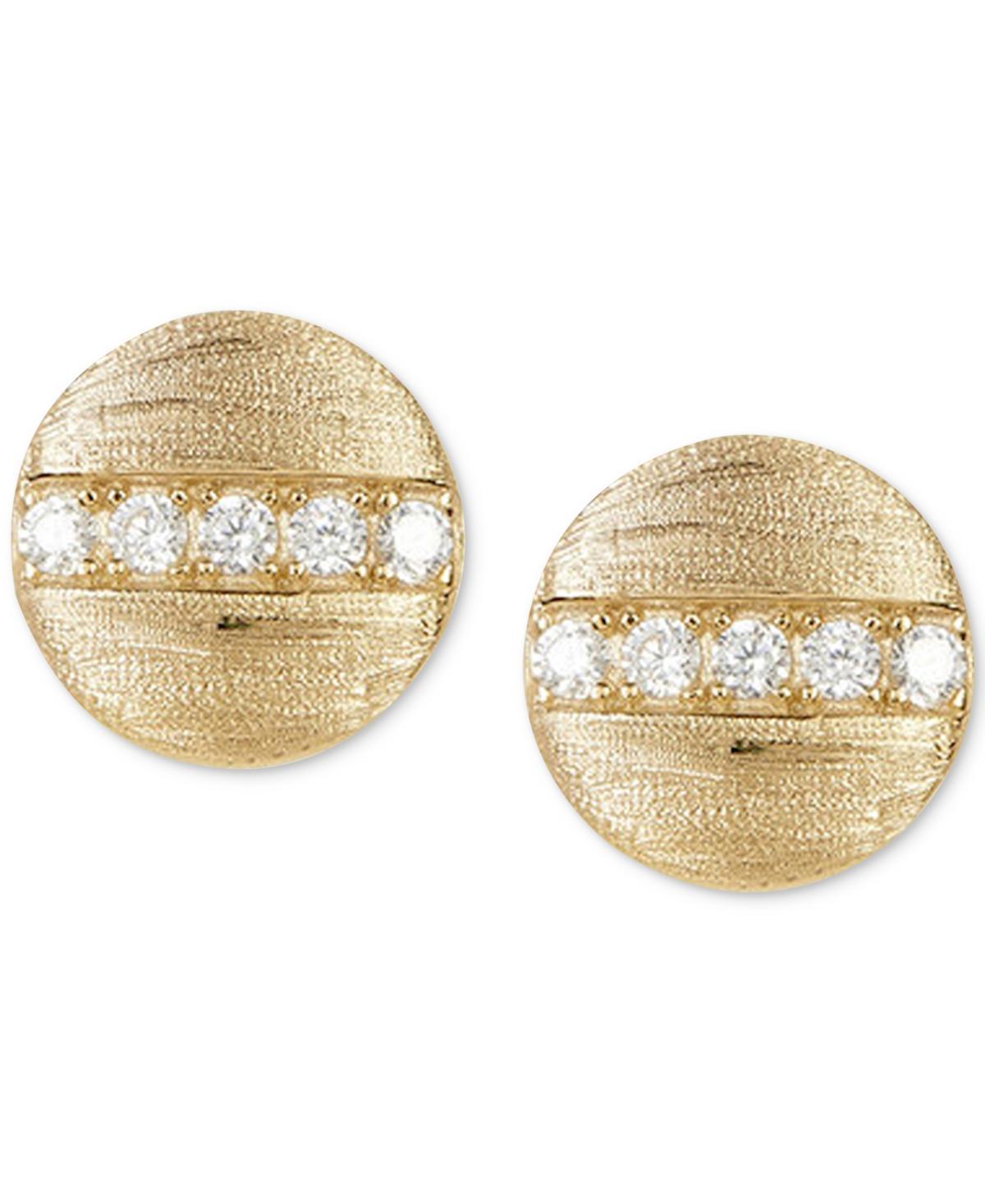 Adornia 14k Gold-Plated Pave Line Round Disc Stud Earrings Product Image