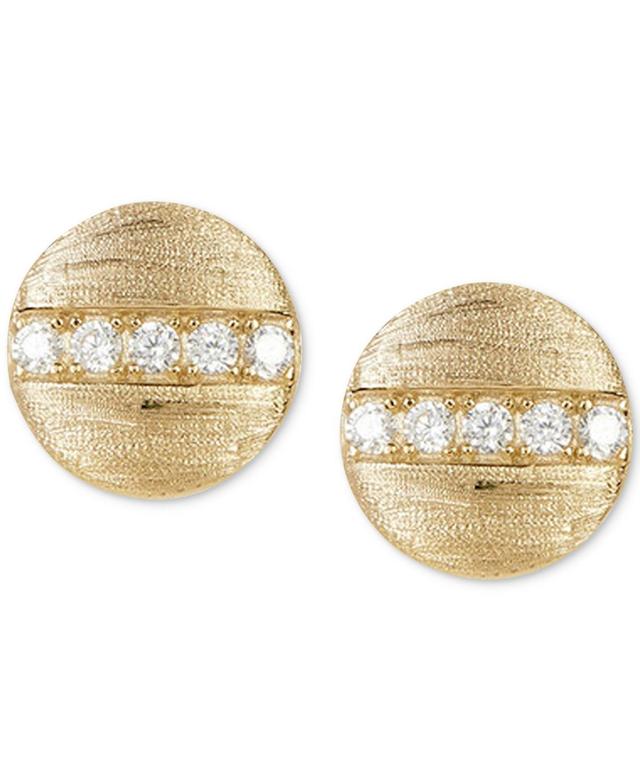 Adornia 14k Gold-Plated Pave Line Round Disc Stud Earrings Product Image