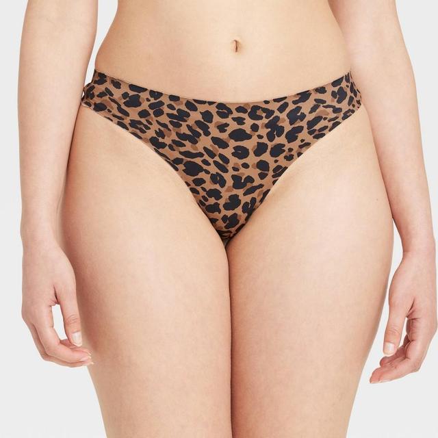 Womens Luxury Collection Leopard Print Bonded Invisible Edge Thong - Auden Assorted Browns L Product Image