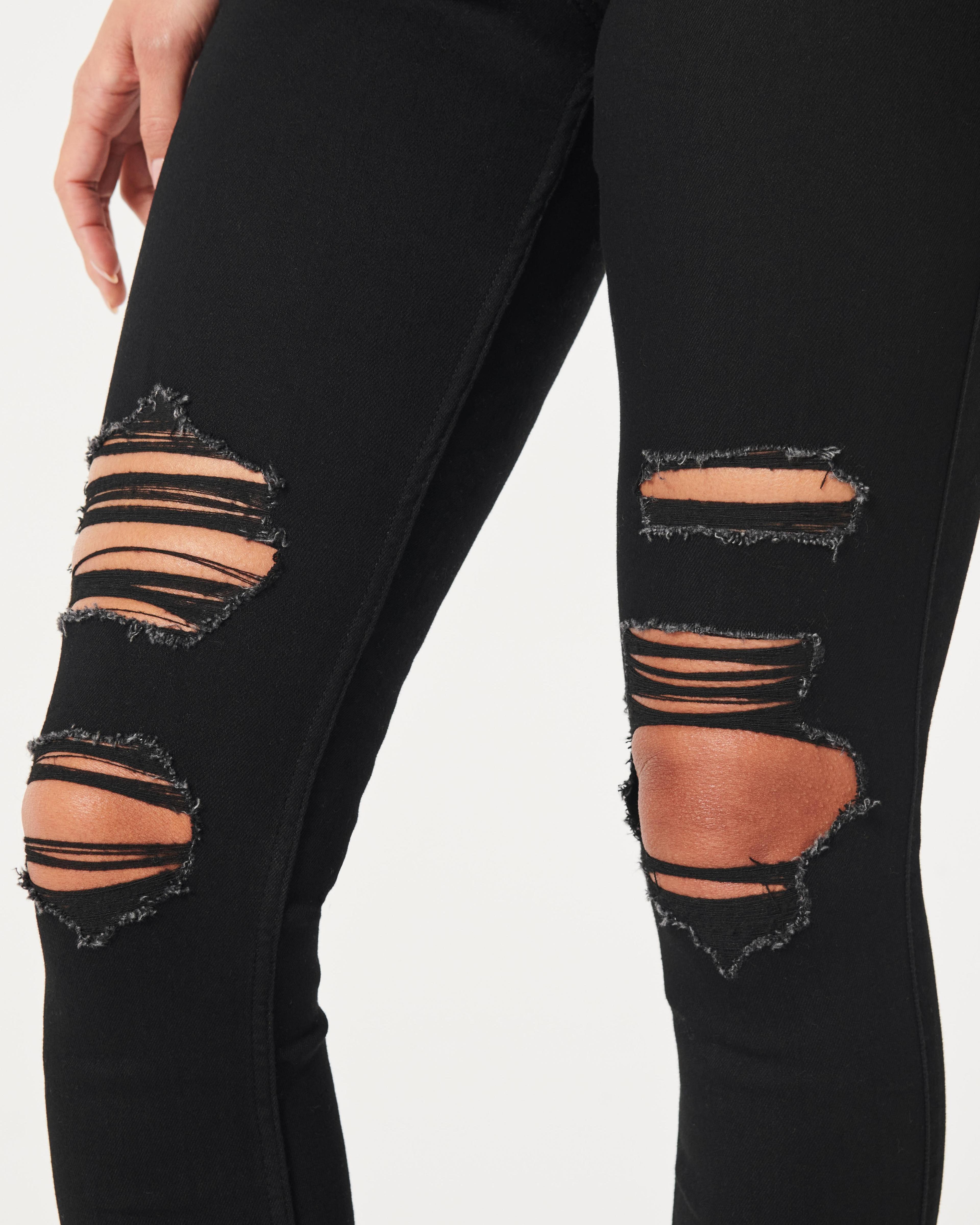 High-Rise Ripped Black Super Skinny Jeans Product Image