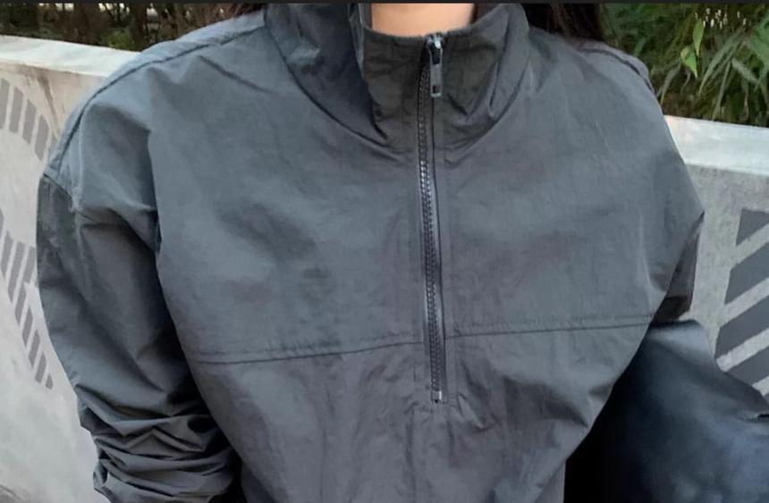 Stand Collar Plain Half-Zip Overhead Jacket Product Image