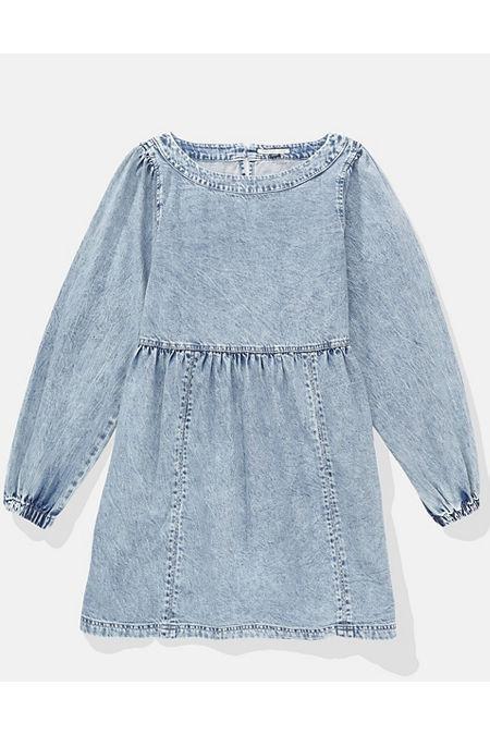 AE Long-Sleeve Denim Mini Dress Women's Product Image