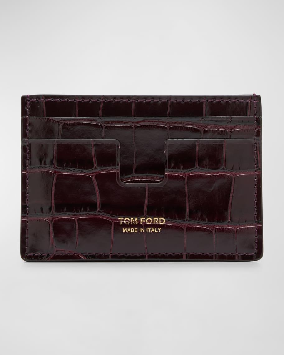 Men's T-Line Shiny Croc-Effect Card Holder Product Image