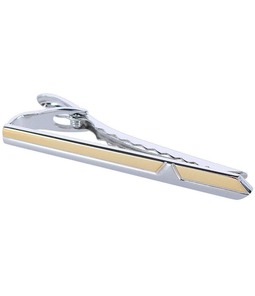 Trafalgar Brushed Rhodium and Shiny Gold Tie Bar Product Image