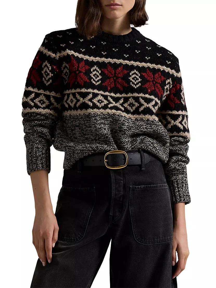 Jacquard Wool Knit Crewneck Sweater Product Image