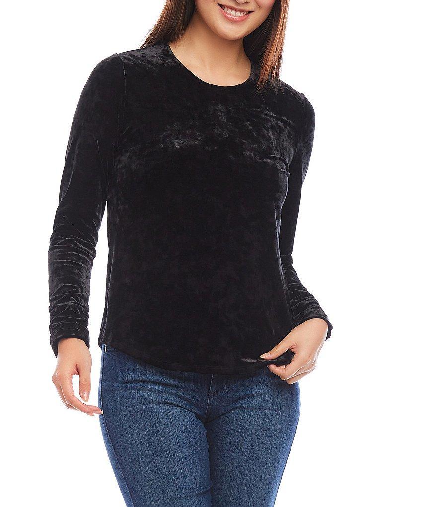 Karen Kane Stretch Velvet Shirred Cuffed Long Sleeve Top product image