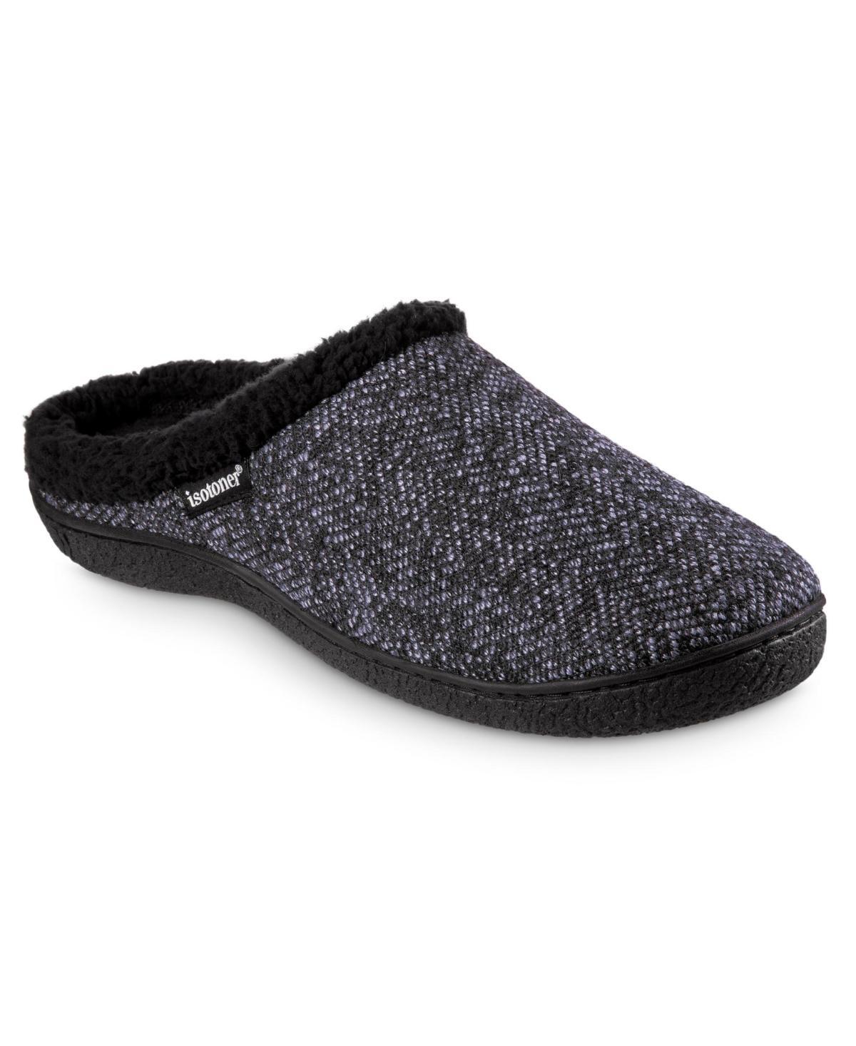 Isotoner Mens Advanced Memory Foam Herringbone Harvey Hoodback Comfort Slippers - Navy Product Image