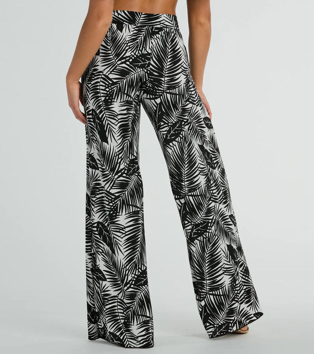 Time For Vacay High Rise Tropical Palazzo Pants Product Image