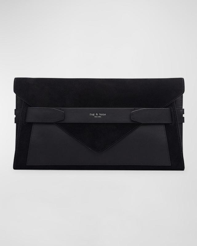 Rag & Bone Field Envelope Flap Suede Clutch Bag - BLKSD Product Image