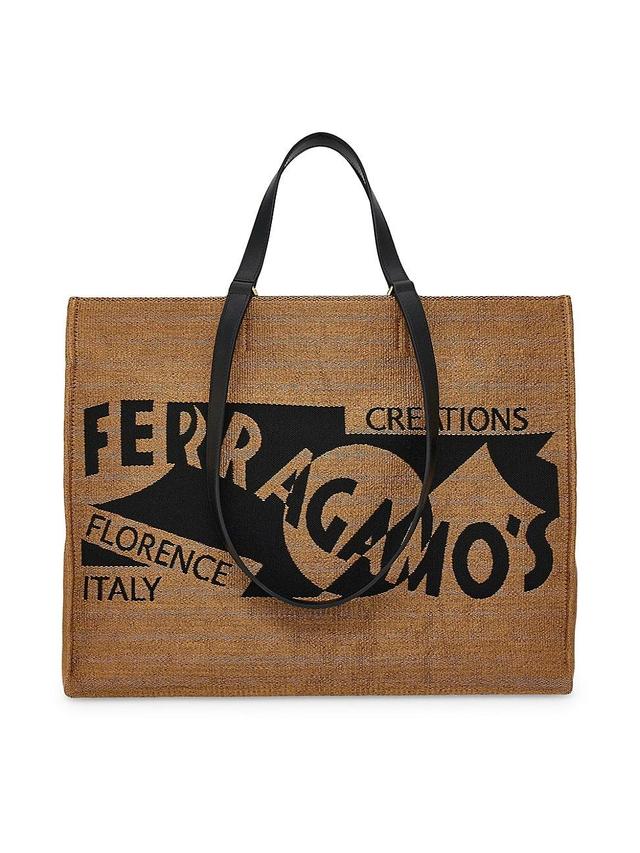 F Signature Raffia Tote Bag Product Image