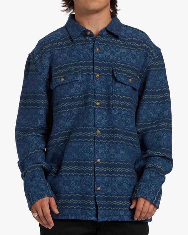 Offshore Jacquard Flannel Long Sleeve Shirt - Dark Blue Male Product Image