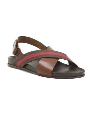 Leather Cross Band Sandals for Men Product Image