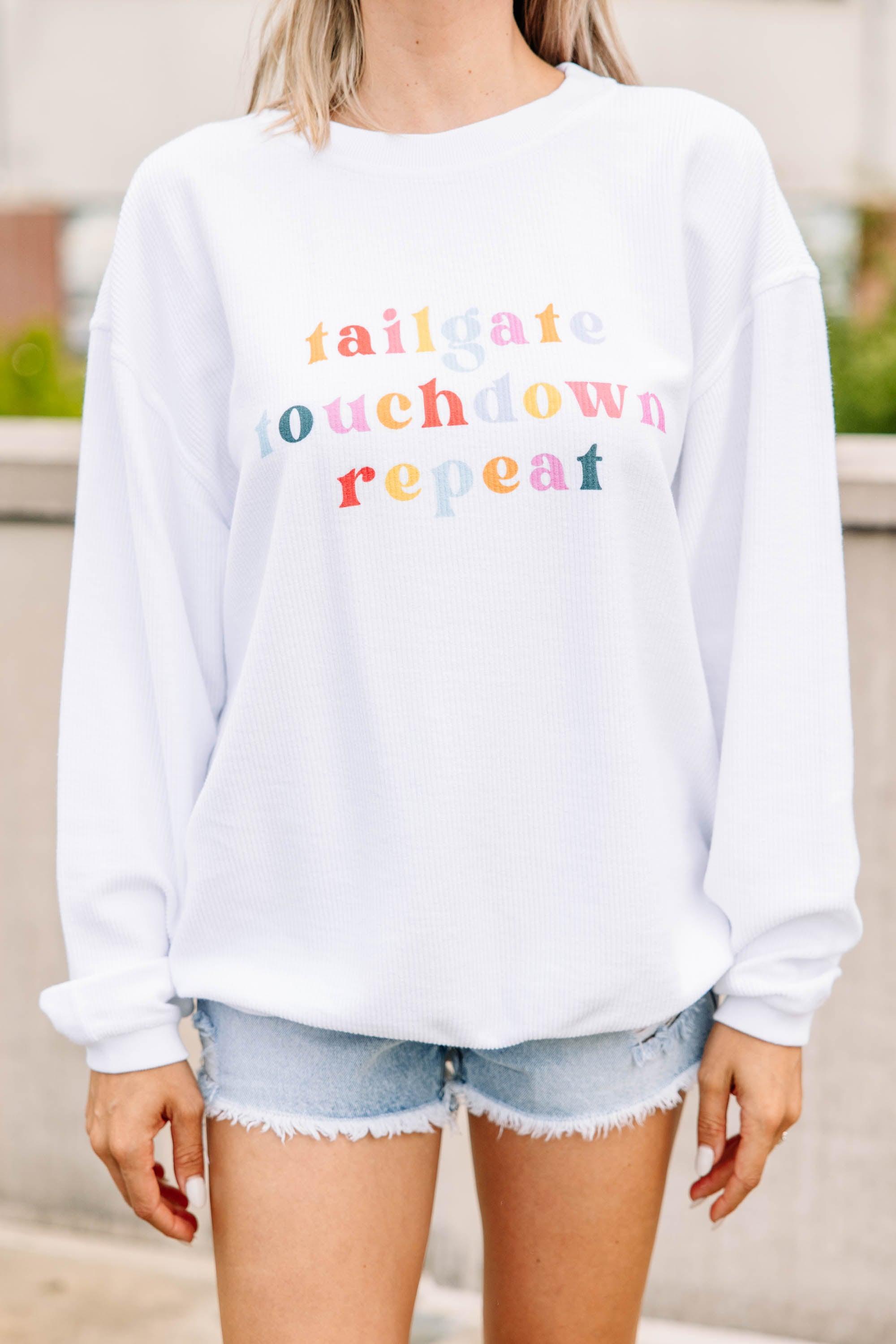 Tailgate Touchdown Repeat White Corded Graphic Sweatshirt Female Product Image