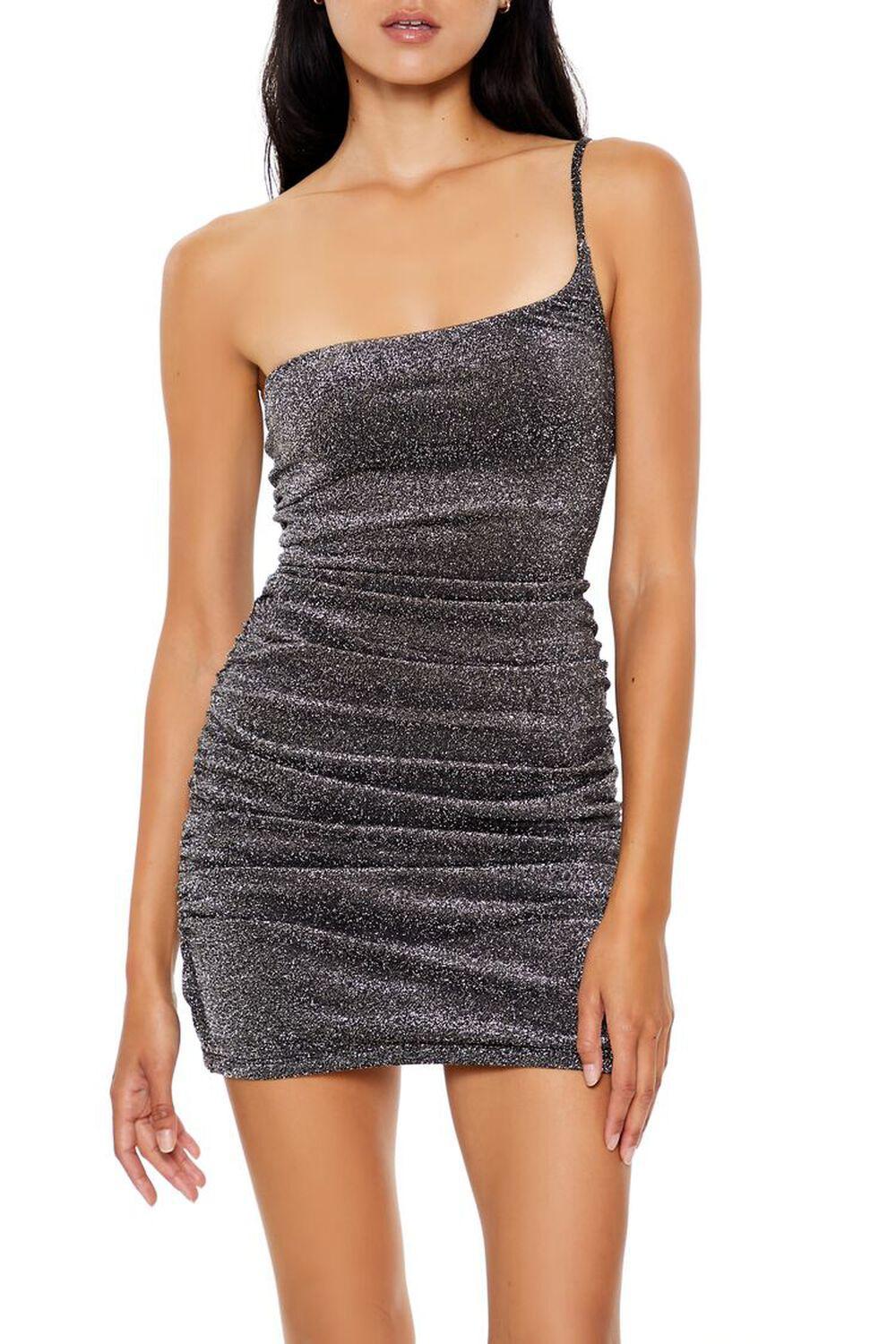 Glitter Knit One-Shoulder Mini Dress | Forever 21 Product Image