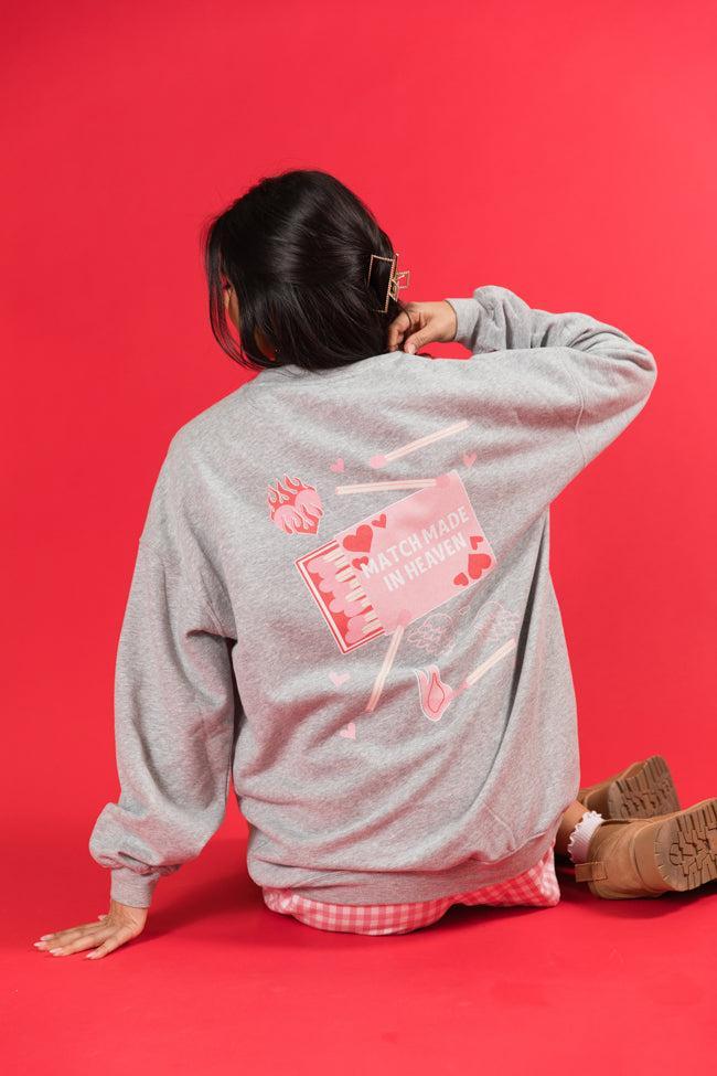 Match Made In Heaven Light Grey Oversized Graphic Sweatshirt Product Image