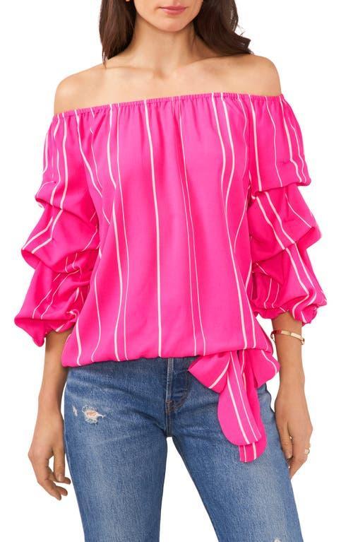 Vince Camuto Off the Shoulder Stripe Blouse Product Image