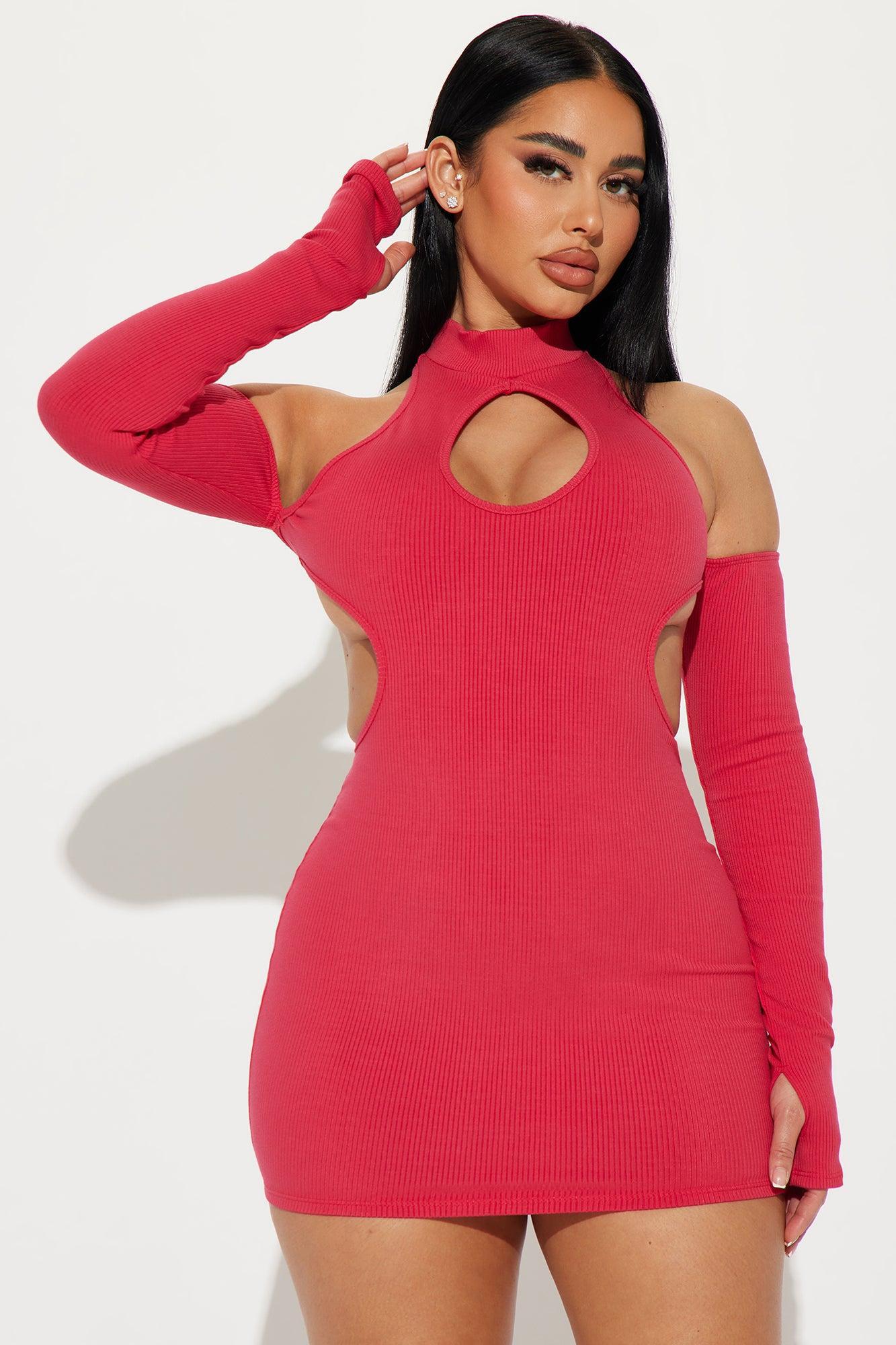 Nia Snatched Mini Dress - Raspberry Product Image