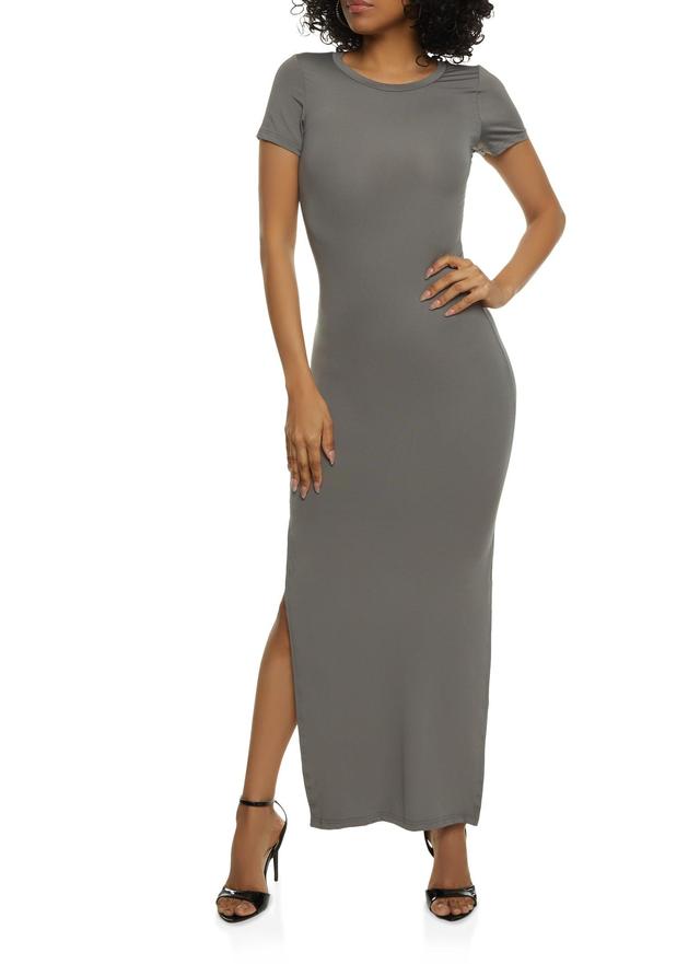 Womens Crew Neck Side Slit Maxi Dress Product Image