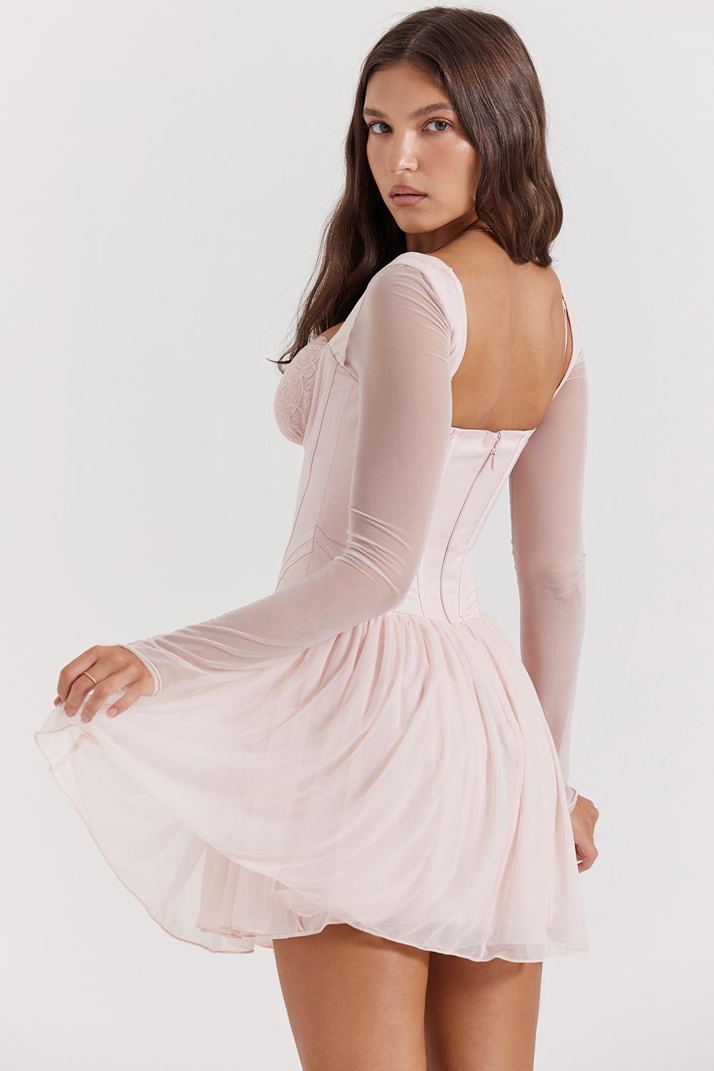 Vivi Soft Peach Corset Mini Dress Product Image