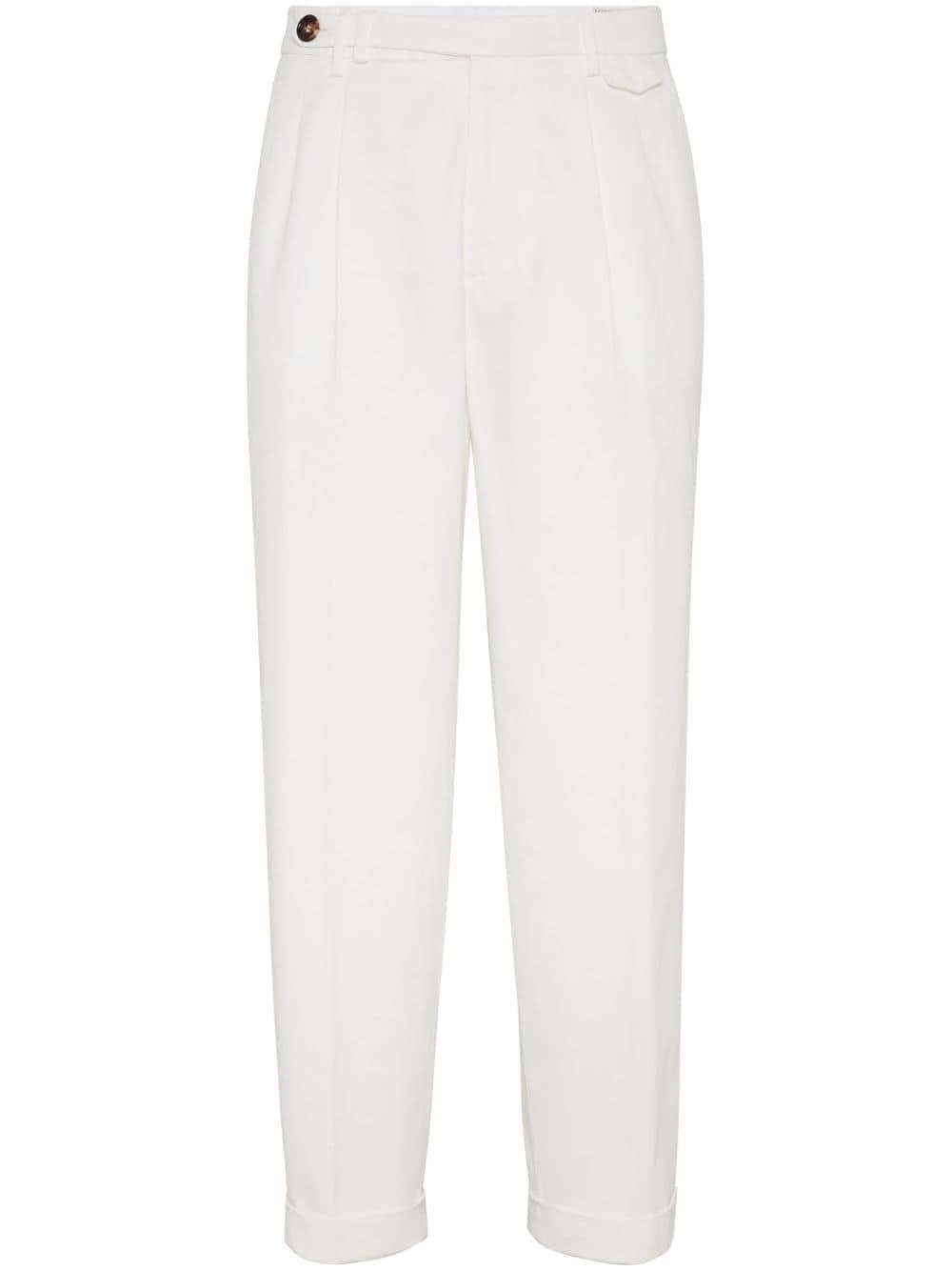 BRUNELLO CUCINELLI Mid-rise Tapered-leg Trousers In Nude & Neutrals Product Image