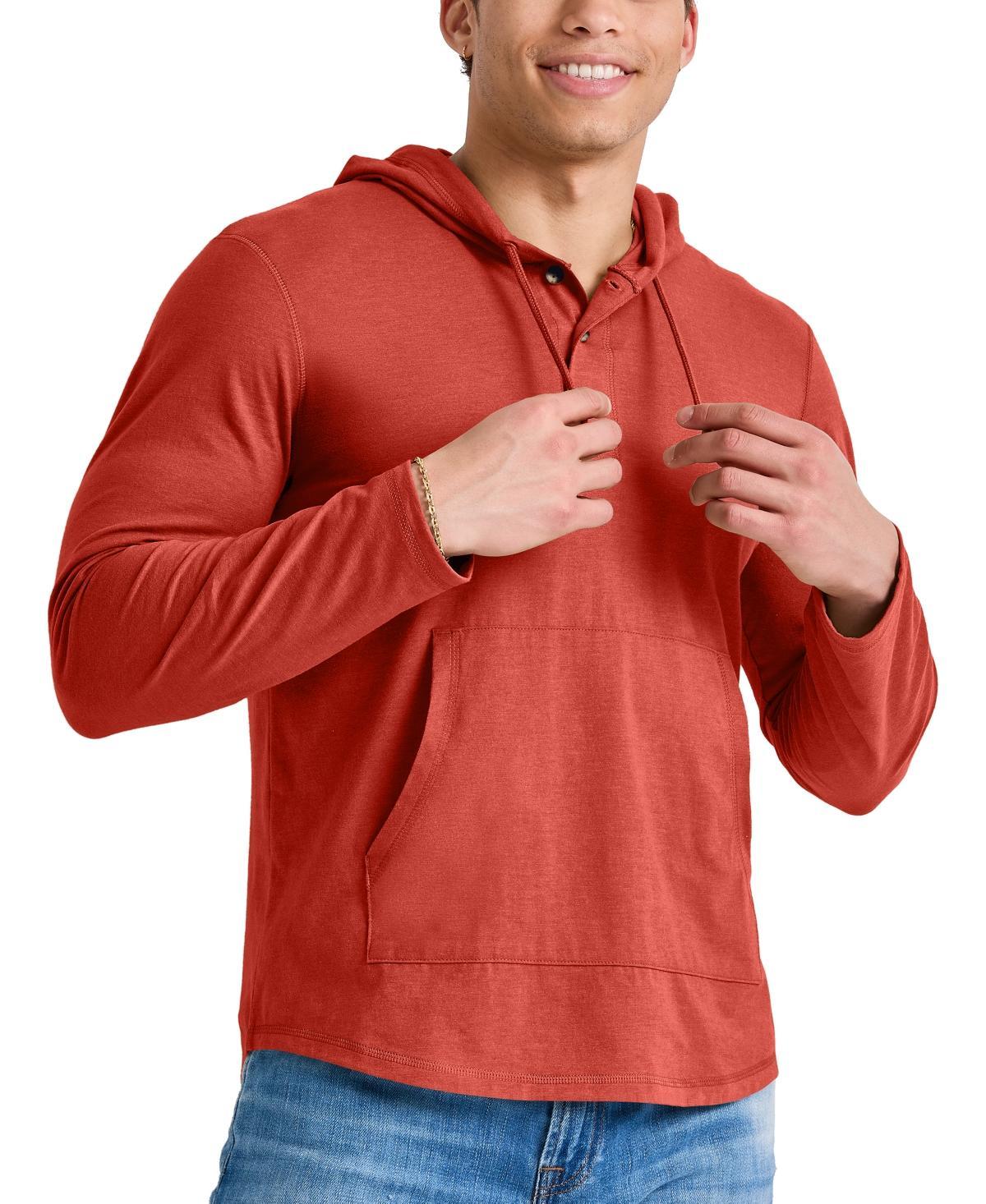 Mens Hanes Originals Tri-Blend Jersey Pullover Hoodie Red River Clay Grey Product Image