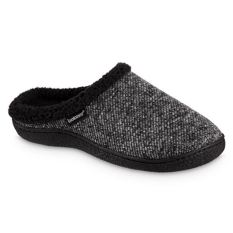 Isotoner Mens Advanced Memory Foam Herringbone Harvey Hoodback Comfort Slippers - Navy Product Image