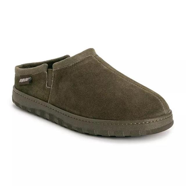 MUK LUKS Leather Berber Fleece Mens Slippers Green Product Image