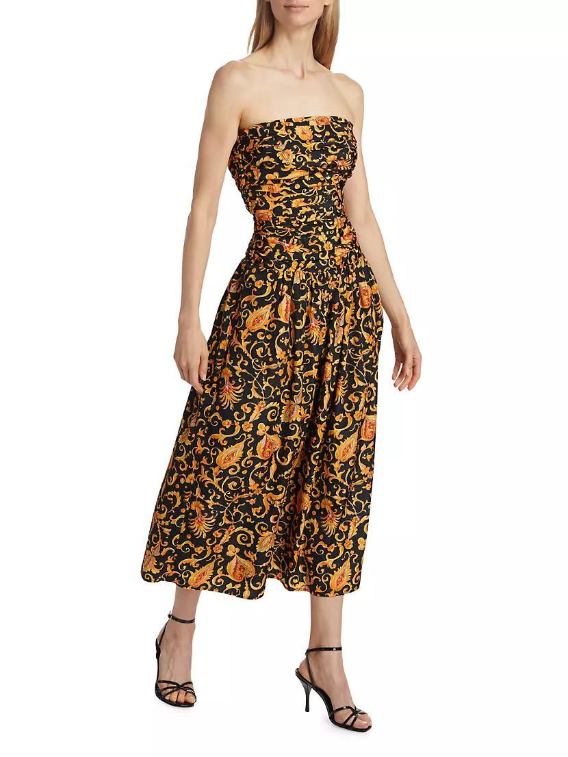 Selma Baroque-Print Strapless Midi-Dress Product Image