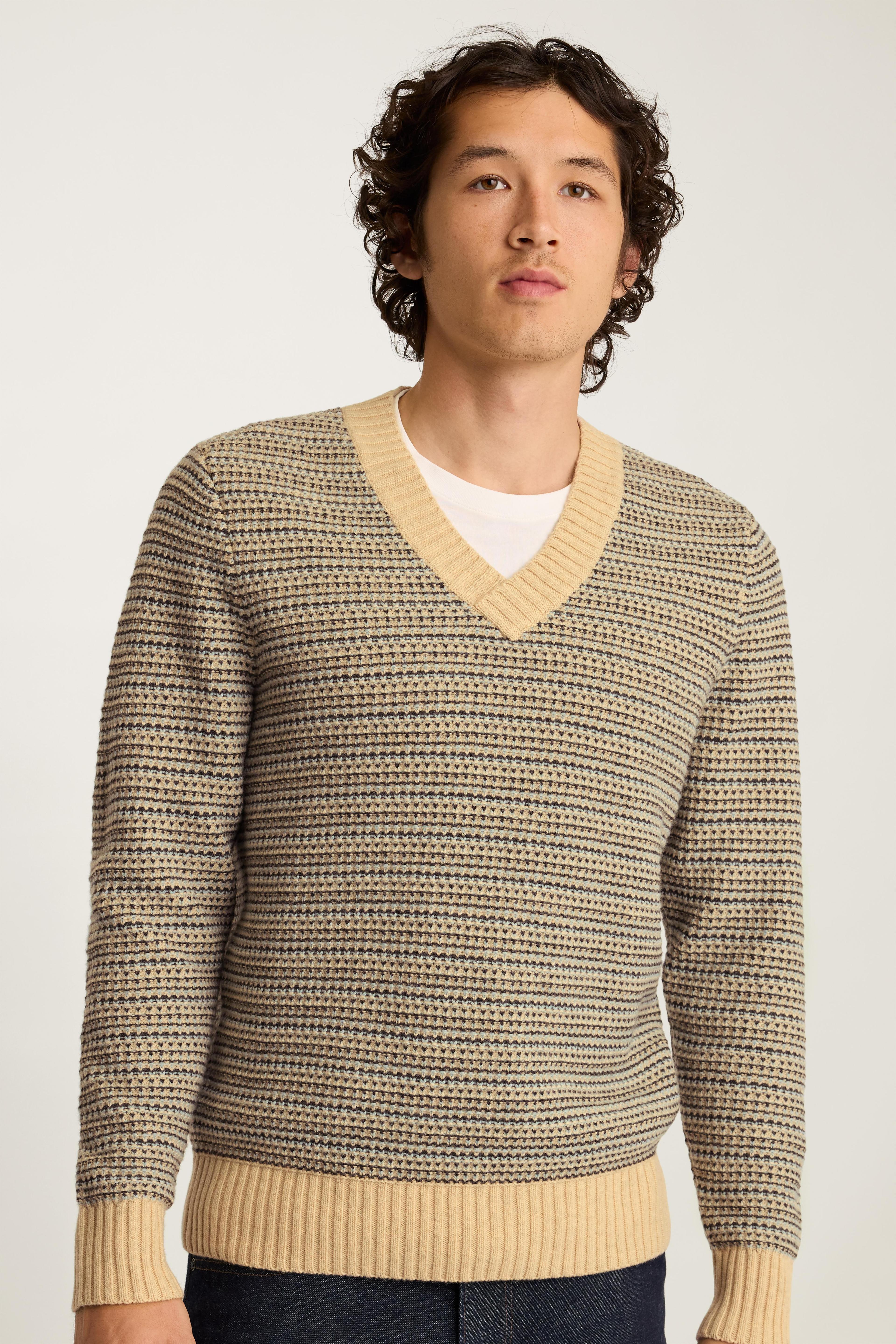 Tricolor V Neck Sweater Product Image