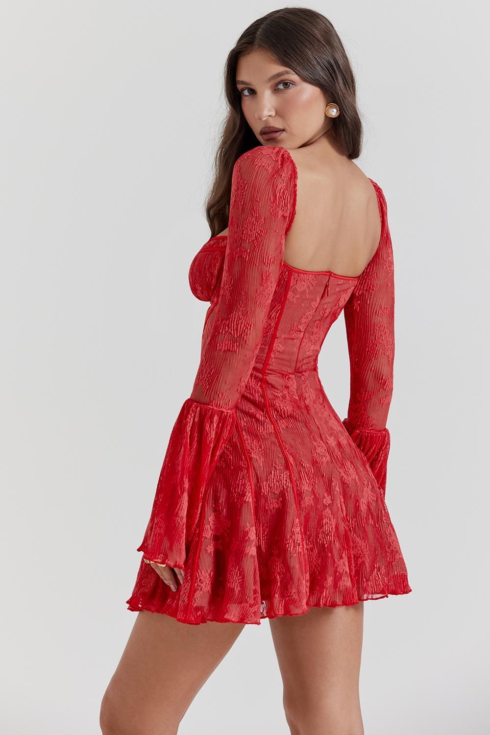 Analissa Scarlet Lace Corset Dress Product Image